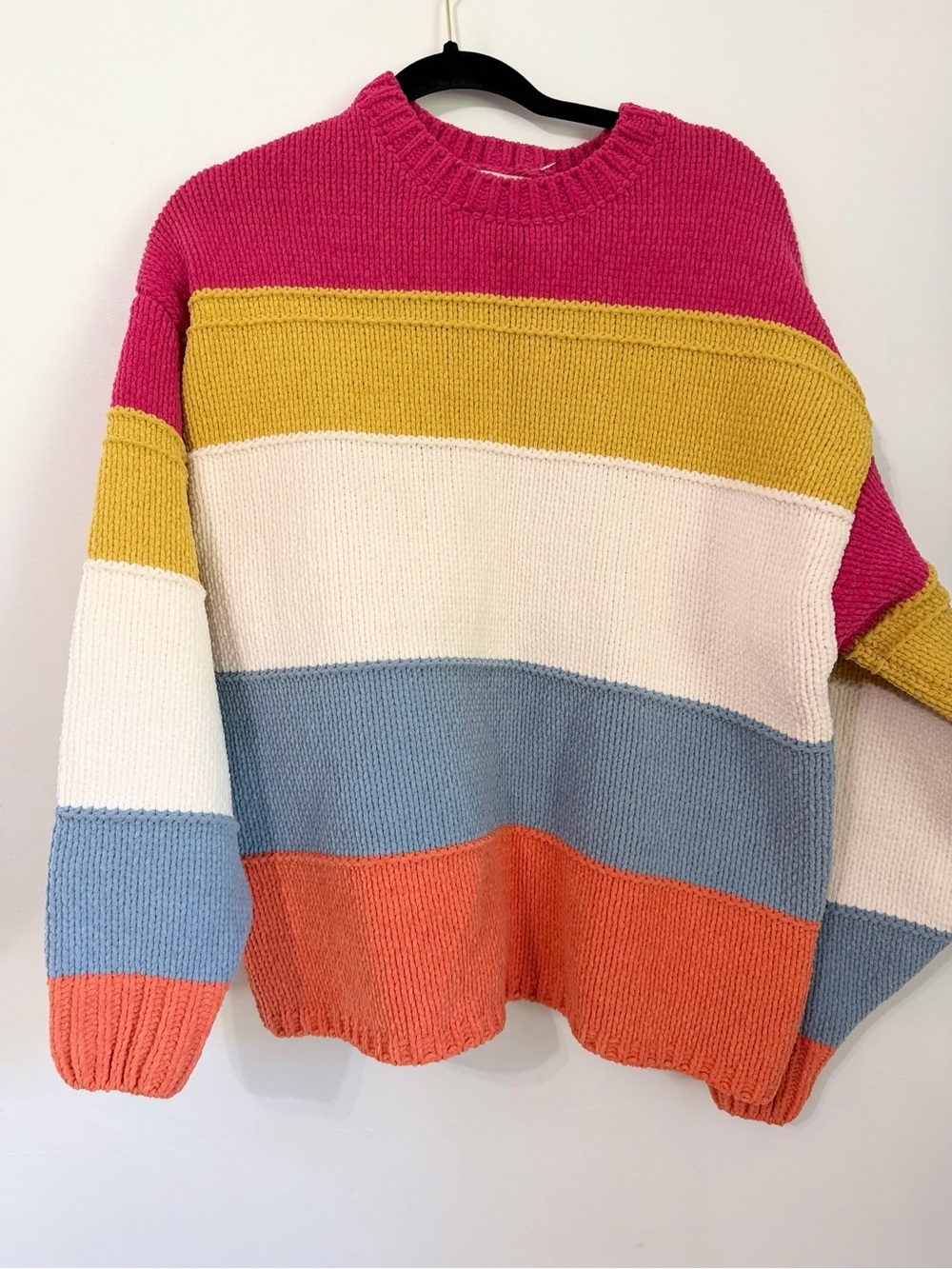Easel stripes color block knit pullover sweater size medium